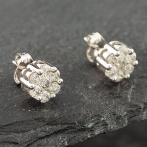 Pre-Owned 14ct White Gold 1.00ct Brilliant Cut Diamond Flower Cluster Stud Earrings 43171046 Pre-Owned 14ct White Gold 1.00ct Brilliant Cut Diamond Flower Cluster Stud Earrings 43171046