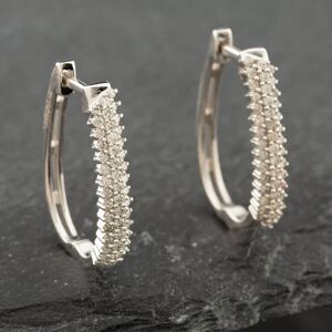 Pre-Owned 9ct White Gold 0.50ct Single Cut Diamond Two Row Hoop Earrings 43171048 Pre-Owned 9ct White Gold 0.50ct Single Cut Diamond Two Row Hoop Earrings 43171048