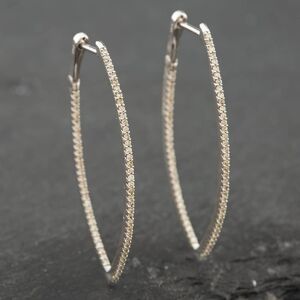 Pre-Owned 9ct White Gold 0.50ct Single Cut Diamond Oval Pointed Hoop Earrings 43171051 Pre-Owned 9ct White Gold 0.50ct Single Cut Diamond Oval Pointed Hoop Earrings 43171051