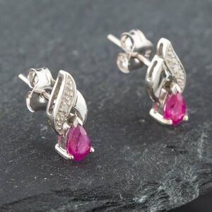 Pre-Owned White Gold 0.42ct Pear Shaped Ruby & Diamond Stud Earrings 43171056 Pre-Owned White Gold 0.42ct Pear Shaped Ruby & Diamond Stud Earrings 43171056