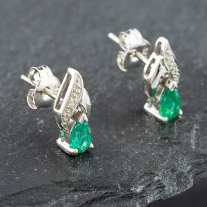 Pre-Owned White Gold 0.33ct Pear Shaped Emerald & Diamond Stud Earrings 43171057 Pre-Owned White Gold 0.33ct Pear Shaped Emerald & Diamond Stud Earrings 43171057