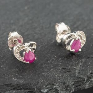 Pre-Owned White Gold 0.38ct Pear Cut Ruby & Diamond Heart Stud Earrings 43171092 Pre-Owned White Gold 0.38ct Pear Cut Ruby & Diamond Heart Stud Earrings 43171092