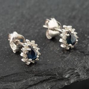 Pre-Owned White Gold 0.38ct Pear Cut Sapphire & 0.09ct Brilliant Cut Diamond Cluster Stud Earrings 43171094 Pre-Owned White Gold 0.38ct Pear Cut Sapphire & 0.09ct Brilliant Cut Diamond Cluster Stud Earrings 43171094
