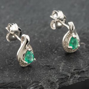 Pre-Owned White Gold 0.25ct Pear Cut Emerald & Diamond Stud Earrings 43171102 Pre-Owned White Gold 0.25ct Pear Cut Emerald & Diamond Stud Earrings 43171102