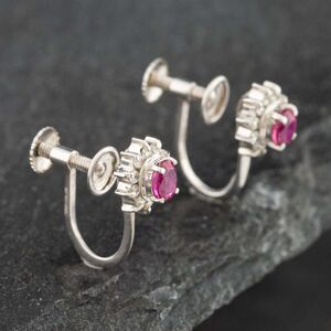 Pre-Owned Platinum 0.46ct Ruby & 0.08ct Single Cut Diamond Oval Screw Fittings 7.1mm Stud Earrings 43171104 Pre-Owned Platinum 0.46ct Ruby & 0.08ct Single Cut Diamond Oval Screw Fittings 7.1mm Stud Earrings 43171104