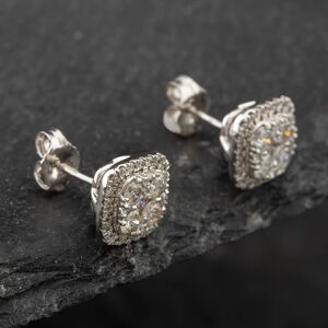 Pre-Owned 14ct White Gold 1.00ct Brilliant Cut Diamond Square Halo Stud Earrings 43171133 Pre-Owned 14ct White Gold 1.00ct Brilliant Cut Diamond Square Halo Stud Earrings 43171133