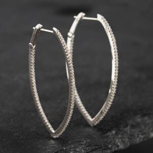Pre-Owned 14ct White Gold 39mm 0.50ct Single Cut Diamond Pointed Hoop Earrings 43171149 Pre-Owned 14ct White Gold 39mm 0.50ct Single Cut Diamond Pointed Hoop Earrings 43171149