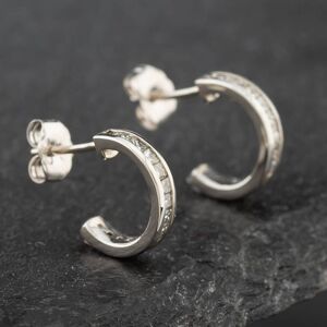 Pre-Owned 14ct White Gold 11mm 0.50ct Princess Cut Diamond Half Hoop Earrings 43171162 Pre-Owned 14ct White Gold 11mm 0.50ct Princess Cut Diamond Half Hoop Earrings 43171162