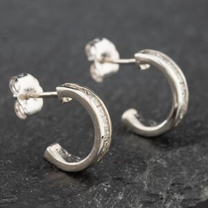 Pre-Owned 14ct White Gold 12mm 0.50ct Princess Cut Diamond Half Hoop Earrings 43171166 Pre-Owned 14ct White Gold 12mm 0.50ct Princess Cut Diamond Half Hoop Earrings 43171166