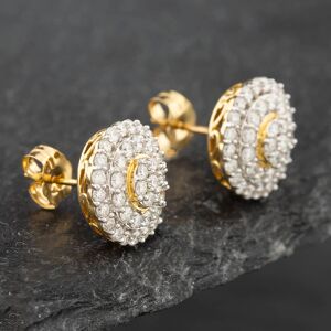 Pre-Owned 14ct Yellow Gold 12mm 1.00ct Brilliant Cut Diamond Triple Cluster Stud Earrings 43171168 Pre-Owned 14ct Yellow Gold 12mm 1.00ct Brilliant Cut Diamond Triple Cluster Stud Earrings 43171168