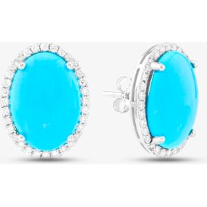 Pre-Owned 14ct White Gold Oval Turquoise & Brilliant Cut Diamond Stud Earrings 43171171 Pre-Owned 14ct White Gold Oval Turquoise & Brilliant Cut Diamond Stud Earrings 43171171