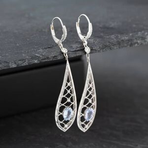 Pre-Owned 18ct White Gold Oval Cut Sapphire & Brilliant Cut Diamond Tear Drop Dropper Earrings 43171174 Pre-Owned 18ct White Gold Oval Cut Sapphire & Brilliant Cut Diamond Tear Drop Dropper Earrings 43171174