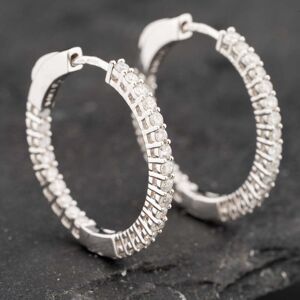 Pre-Owned 14ct White Gold 1.00ct Brilliant Cut Diamond Channel Set Hoop Earrings 43171196 Pre-Owned 14ct White Gold 1.00ct Brilliant Cut Diamond Channel Set Hoop Earrings 43171196