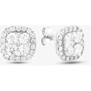 Pre-Owned 14ct White Gold 2.00ct Brilliant Cut Diamond Square Cluster Stud Earrings 43171217 Pre-Owned 14ct White Gold 2.00ct Brilliant Cut Diamond Square Cluster Stud Earrings 43171217