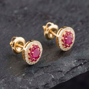 Pre-Owned 14ct Yellow Gold Ruby & 0.25ct Diamond Oval 9mm Stud Earrings 43171230 Pre-Owned 14ct Yellow Gold Ruby & 0.25ct Diamond Oval 9mm Stud Earrings 43171230
