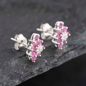 Pre-Owned 9ct White Gold 0.74ct Ruby & Diamond Marquise Shape Cluster 9mm Stud Earrings 43171241 Pre-Owned 9ct White Gold 0.74ct Ruby & Diamond Marquise Shape Cluster 9mm Stud Earrings 43171241