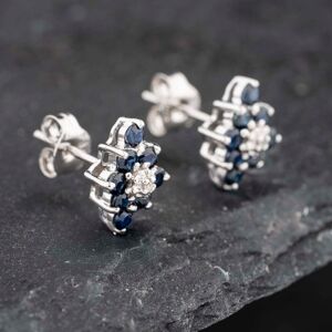 Pre-Owned 9ct White Gold 0.74ct Sapphire & Diamond Marquise Shape Cluster 10mm Stud Earrings 43171256 Pre-Owned 9ct White Gold 0.74ct Sapphire & Diamond Marquise Shape Cluster 10mm Stud Earrings 43171256