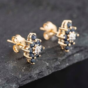Pre-Owned 9ct Yellow Gold 0.74ct Sapphire & Diamond Marquise Shape Cluster 10mm Stud Earrings 43171269 Pre-Owned 9ct Yellow Gold 0.74ct Sapphire & Diamond Marquise Shape Cluster 10mm Stud Earrings 43171269