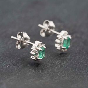 Pre-Owned 9ct White Gold 0.28ct Emerald & Diamond Cluster 7mm Stud Earrings 43171294 Pre-Owned 9ct White Gold 0.28ct Emerald & Diamond Cluster 7mm Stud Earrings 43171294