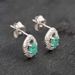 Pre-Owned 9ct White Gold 0.26ct Emerald & Diamond Teardrop Cluster 8mm Stud Earrings 43171313 Pre-Owned 9ct White Gold 0.26ct Emerald & Diamond Teardrop Cluster 8mm Stud Earrings 43171313