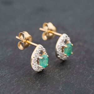 Pre-Owned 9ct Yellow Gold 0.26ct Emerald & Diamond Teardrop Cluster 8mm Stud Earrings 43171315 Pre-Owned 9ct Yellow Gold 0.26ct Emerald & Diamond Teardrop Cluster 8mm Stud Earrings 43171315