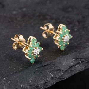 Pre-Owned 9ct Yellow Gold 0.56ct Emerald & Diamond Marquise Shape Cluster 10mm Stud Earrings 43171328 Pre-Owned 9ct Yellow Gold 0.56ct Emerald & Diamond Marquise Shape Cluster 10mm Stud Earrings 43171328