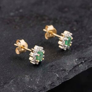 Pre-Owned 9ct Yellow Gold 0.30ct Emerald & Diamond Oval Cluster Stud Earrings 43171331 Pre-Owned 9ct Yellow Gold 0.30ct Emerald & Diamond Oval Cluster Stud Earrings 43171331