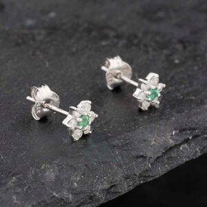 Pre-Owned 9ct White Gold 0.06ct Emerald & 0.24ct Diamond Flower Cluster Stud Earrings 43171335 Pre-Owned 9ct White Gold 0.06ct Emerald & 0.24ct Diamond Flower Cluster Stud Earrings 43171335