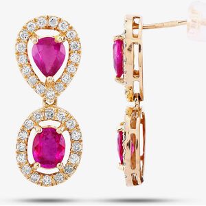 Pre-Owned 18ct Yellow Gold 1.80ct Ruby & 0.60ct Diamond Cluster Dropper Earrings 4317147 Pre-Owned 18ct Yellow Gold 1.80ct Ruby & 0.60ct Diamond Cluster Dropper Earrings 4317147