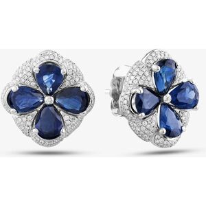 Pre-Owned 9ct White Gold 6.25ct Sapphire & 1.20ct Brilliant Cut Diamond Large Cluster Stud Earrings 431715529 Pre-Owned 9ct White Gold 6.25ct Sapphire & 1.20ct Brilliant Cut Diamond Large Cluster Stud Earrings 431715529