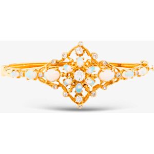 Pre-Owned 9ct Yellow Gold Opal & Brilliant Cut Diamond Ornate Cluster 20cm Hinged Bangle 43211003 Pre-Owned 9ct Yellow Gold Opal & Brilliant Cut Diamond Ornate Cluster 20cm Hinged Bangle 43211003
