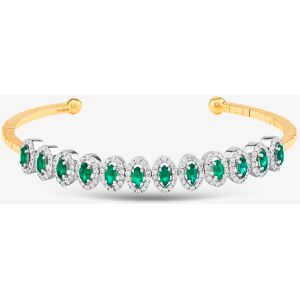 Pre-Owned 18ct Yellow Gold Marquise Cut Emerald & Brilliant Cut Diamond Halo Medium Torque Bangle 43211006 Pre-Owned 18ct Yellow Gold Marquise Cut Emerald & Brilliant Cut Diamond Halo Medium Torque Bangle 43211006