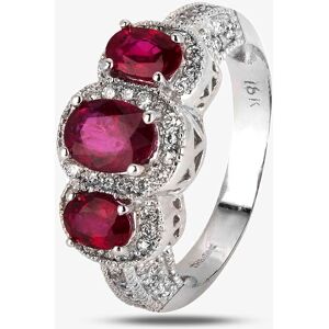 Pre-Owned 18ct White Gold 1.60ct Ruby & 0.55ct Diamond Triple Cluster Ring 4328034 Pre-Owned 18ct White Gold 1.60ct Ruby & 0.55ct Diamond Triple Cluster Ring 4328034