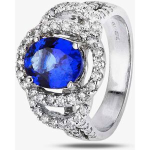 Pre-Owned 14ct White Gold 2.30ct Tanzanite & 0.95ct Diamond Cluster Ring 4328074 Pre-Owned 14ct White Gold 2.30ct Tanzanite & 0.95ct Diamond Cluster Ring 4328074