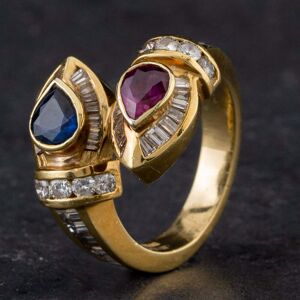 Pre-Owned 18ct Yellow Gold 1.35ct Multi Stone & 1.11ct Diamond Multi Cut Cross Over Design Ring 4328134 Pre-Owned 18ct Yellow Gold 1.35ct Multi Stone & 1.11ct Diamond Multi Cut Cross Over Design Ring 4328134