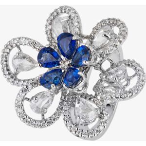 Pre-Owned 18ct White Gold 2.29ct Sapphire & 2.00ct Diamond Flower Cluster Ring 4328189 Pre-Owned 18ct White Gold 2.29ct Sapphire & 2.00ct Diamond Flower Cluster Ring 4328189