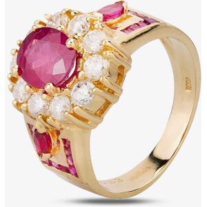 Pre-Owned 18ct Yellow Gold 1.33ct Oval Ruby & 0.80ct Diamond Cluster Ring 4328421 Pre-Owned 18ct Yellow Gold 1.33ct Oval Ruby & 0.80ct Diamond Cluster Ring 4328421
