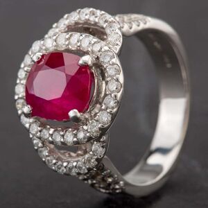Pre-Owned 18ct White Gold Oval 3.05ct Ruby & 1.34ct Diamond Fancy Tiered Ring 4332184 Pre-Owned 18ct White Gold Oval 3.05ct Ruby & 1.34ct Diamond Fancy Tiered Ring 4332184