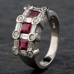 Pre-Owned 14ct White Gold 1.60ct Ruby & 1.25ct Diamond Band Fancy Ring 4335002 Pre-Owned 14ct White Gold 1.60ct Ruby & 1.25ct Diamond Band Fancy Ring 4335002