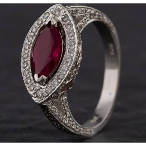 Pre-Owned 14ct White Gold 1.00ct Ruby & 1.05ct Brilliant Cut Diamond Openwork Marquise Shape Fancy Cluster Ring 4335004 Pre-Owned 14ct White Gold 1.00ct Ruby & 1.05ct Brilliant Cut Diamond Openwork Marquise Shape Fancy Cluster Ring 4335004