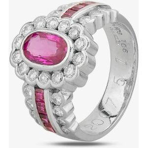 Pre-Owned Platinum 1.50ct Ruby & 0.75ct Diamond Flower Cluster Ring 4335014 Pre-Owned Platinum 1.50ct Ruby & 0.75ct Diamond Flower Cluster Ring 4335014