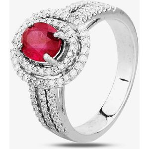 Pre-Owned 18ct White Gold 1.10ct Ruby & 0.60ct Diamond Double Halo Ring 4335036 Pre-Owned 18ct White Gold 1.10ct Ruby & 0.60ct Diamond Double Halo Ring 4335036