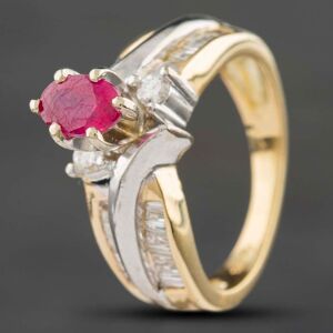 Pre-Owned 14ct Two Colour Gold Ruby & 0.35ct Diamond Dress Ring 43351002 Pre-Owned 14ct Two Colour Gold Ruby & 0.35ct Diamond Dress Ring 43351002