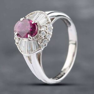 Pre-Owned Platinum 0.96ct Oval Cut Ruby & 0.46ct Diamond Cluster Ring 43351003 Pre-Owned Platinum 0.96ct Oval Cut Ruby & 0.46ct Diamond Cluster Ring 43351003