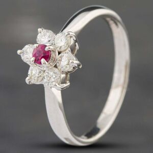 Pre-Owned Platinum 0.12ct Ruby & 0.44ct Brilliant Cut Diamond Round Cluster Ring 43351008 Pre-Owned Platinum 0.12ct Ruby & 0.44ct Brilliant Cut Diamond Round Cluster Ring 43351008