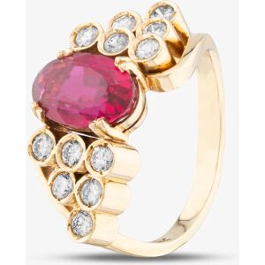 Pre-Owned 14ct Yellow Gold Certificated 3.00ct Rubellite Tourmaline & 0.70ct Brilliant Cut Diamond Oval Dress Ring 43351018 Pre-Owned 14ct Yellow Gold Certificated 3.00ct Rubellite Tourmaline & 0.70ct Brilliant Cut Diamond Oval Dress Ring 43351018