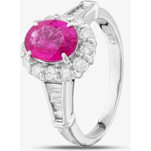 Pre-Owned Platinum Certificated 1.51ct Oval Cut Ruby & 0.67ct Brilliant Cut Diamond Cluster Ring 43351023 Pre-Owned Platinum Certificated 1.51ct Oval Cut Ruby & 0.67ct Brilliant Cut Diamond Cluster Ring 43351023