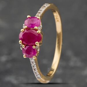 Pre-Owned 14ct Yellow Gold Ruby & Diamond Set Shoulders Three Stone Ring 43351027 Pre-Owned 14ct Yellow Gold Ruby & Diamond Set Shoulders Three Stone Ring 43351027