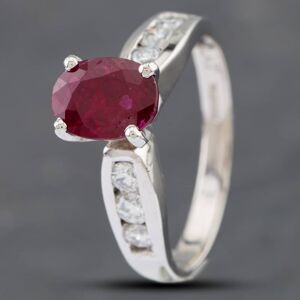 Pre-Owned 14ct White Gold Oval Cut Ruby & Brilliant Cut Diamond Set Shoulders Dress Ring 43351029 Pre-Owned 14ct White Gold Oval Cut Ruby & Brilliant Cut Diamond Set Shoulders Dress Ring 43351029