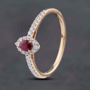 Pre-Owned 14ct Yellow Gold 0.20ct Ruby & 0.20ct Diamond Marquise Shape Cluster Cluster Ring 43351032 Pre-Owned 14ct Yellow Gold 0.20ct Ruby & 0.20ct Diamond Marquise Shape Cluster Cluster Ring 43351032